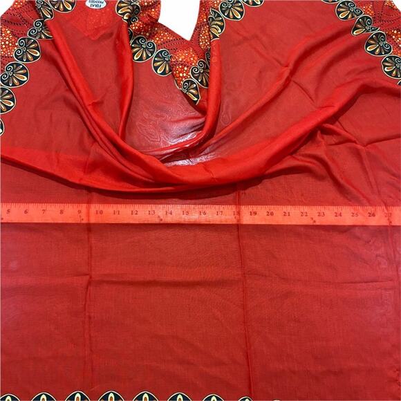 Firat Prenses Sheer Red Neck Scarf Made in Turkiye M013 L36" X W36" - Picture 7 of 10